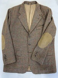 ad eBay - Faconnable Made in Italy Vintage Leather Trim Wool Check Tweed 3-Button Jacket L - Buy Now, click the link (eBay) Professor Fashion, Blazers Men, Leather Elbow Patches, Tweed Suit, Italy Vintage, Plaid Suit, Tweed Suits, Glen Plaid, Button Jacket