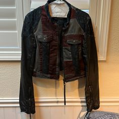 Medium. Never Worn. New With Tags Ruffled Denim Jacket, Red Denim Jacket, Lightweight Denim Jacket, Old Navy Jean Jacket, Pink Denim Jacket, Oversized Jean Jacket, Distressed Jean Jacket, Anthropologie Jeans, Jean Jacket Women