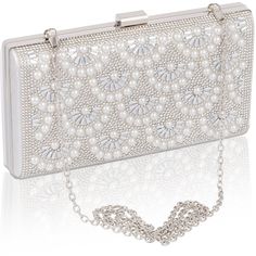 PRICES MAY VARY. Exquisite Materials: This evening bag is made of upgrade bling rhinestone metal hardshell & made of high quality satin fabric,which gives it a soft and luxurious feel while also being very durable. This clutch purses for women covered sparkling glitter that brings glamour to your formal dress, Durable hardware with 3 detachable chains ( 2 long & 1 short removable chains).3-in-1 STYLE - clutch purses / Evening Handbag / Shoulder chain clutch,suitable for any formal occasion. Orga Purse Covers, Pearl Clutch, Clutch Bag Wedding, Purses For Women, Clutch Purse Evening, Evening Handbag, Ladies Clutch, Beaded Clutch, Shoulder Chain