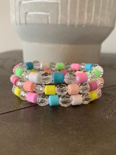 "We all need a little \"color\" to add to our everyday stack!  This listing is for ONE bracelet made of clear acrylic faceted beads and vinyl tube beads. These are so fun! There are 3 unique styles! Wear alone, wear multiples, or add to another stack for a fun combination! The bracelets are 7\", which fits average adult wrists.  I use a strong, stretchy cord for a nice, comfortable fit.  They are ready to ship for FREE!  Happy shopping!" Multicolor Bohemian Hypoallergenic Bracelet, Bohemian Multicolor Hypoallergenic Bracelet, Bohemian Multicolor Hypoallergenic Friendship Bracelets, Multicolor Hypoallergenic Bohemian Beaded Bracelets, Bohemian Multicolor Hypoallergenic Beaded Bracelets, Tube Bead Bracelet, Boho Bracelets Stack, Bracelet Summer, Summer Bracelet