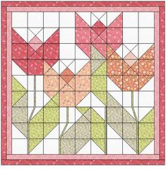 an image of a quilt pattern that is made with different colors and shapes on it