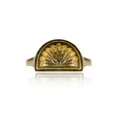 Gold Ring - This signet ring is inspired by the shell-shaped niches often seen in Italian architecture and Renaissance paintings. This ring was lovingly carved from wax and carefully cast in solid 14k gold. A beautiful accessory that can also be used to add class to your correspondence, by using it as a wax seal. Available in half sizes 412. Elegant Shell-shaped Gold Rings, Elegant Gold Shell-shaped Rings, Wax Carved Ring, Antique Mens Rings, Wax Seal Ring, Lost Wax Jewelry, Wax Carving Jewelry, Cast Rings, Pinky Signet Ring