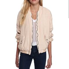 Nwot Bought This For Myself And It’s Just Been Sitting, I Already Took The Tag Off When I Got It Pale Ballet/Almond Color Size Small Sold Out Online Maintain Street Chic Even In The Summer Heat! Crafted In Linen For A Lightweight Feel, This Bomber Jacket Is An Outerwear Piece You'll Love To Rock As The Temperatures Rise. Refined By Ruch Sleeves Product Details: Zip Closure Crew Neck Long Sleeves Imported Material & Care: Linen/Rayon Machine Washable Open To Respectful Offers! Casual Winter Outerwear For Brunch, Casual Beige Outerwear For Brunch, Casual Spring Outerwear For Layering, Relaxed Fit Spring Outerwear With Zipper Closure, Casual Cream Outerwear For Layering, Almond Color, Free People Jacket, I Got It, Summer Heat