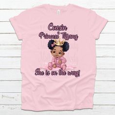 Baby Girl Custom Baby Shower Princess (Name) Is On The Way Shirts High-Quality Prints and Service These personalized Princess Shirts are cute and will leave a lasting memory.  Pick name title in the listing options. If you would like additional names, contact me for additional payment options.   State the name of the coming princess, shirt color and color of vinyl in the box.  Please note: We will attempt to have the same brand for all of the shirts, however the supply shortage will  allow for d Princess Name, Baby Shower Shirts, Princess Shirt, Baby Shower Princess, Pink Baby Girl, Pink Baby, Custom Baby, Shirt Color, Gender Neutral