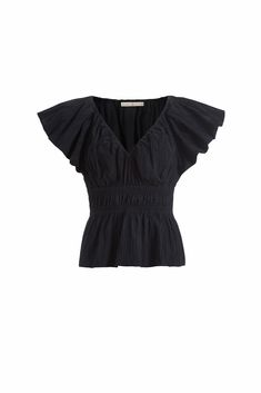 At Marie Oliver, we’re suckers for pattern and color, but even we find it hard to pass up a great black top like Lydia. The figure-flattering summer style is inspired by our popular Ava dress and features romantic puff sleeves and gathered detailing at the waist and bust as well as a textured crinkle cotton fabric. -Slip-on silhouette-Elastic neck and waist-84% cotton / 15% nylon / 1% spandex-Partially lined-Care instructions: machine wash gentle cycle and lay flat to dry Summer Flutter Sleeve Top With Gathered Sleeves, Summer Tops With Gathered Flutter Sleeves, Summer V-neck Smocked Top For Daywear, Chic Black V-neck Puff Sleeve Top, Chic Blouse For Gatherings, Summer Smocked Bodice Puff Sleeve Top, Summer Puff Sleeve Top With Smocked Bodice, Summer V-neck Puff Sleeve Top For Daywear, Chic Puff Sleeve Top With Smocked Bodice