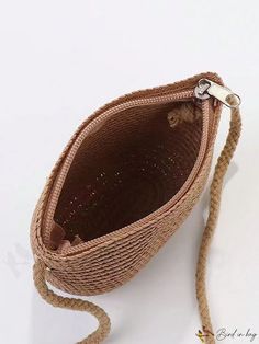 BirdinBag - Compact Vacation Crossbody: Womens Mini Straw Bag Vacation Pouch Shoulder Bag With Removable Pouch, Beach Pouch For Mobile Phone, Pouch Mobile Phone Bag For Beach, Natural Color Bag For Daily Use, Beach Mobile Phone Pouch Bag, Beach Crossbody Mobile Phone Bag, Natural Color Portable Bag For Daily Use, Natural Portable Bag For Daily Use, Natural Color Daily Use Bag