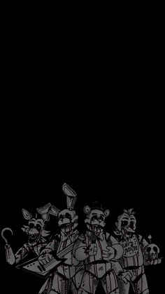 an image of a group of clowns in the dark with their arms around each other