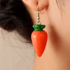 This Cute Pair Of Earrings Is A Wonderful Addition To Your Wardrobe And Your Style; Sure To Get Lots Of Compliments! Gsumea00w00jn2f Carrot Earrings, Carrot Vegetable, Earrings Color, Green Orange, Green And Orange, Your Style, Carrots, Jewelry Earrings, Women Jewelry