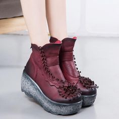 BABAKUD Autumn Winter Platform Wedge Women Retro Boots 2019 October New 35 Red Winter Chunky Platform Boots With Closed Toe, Winter Chunky Platform Wedge Boots With Round Toe, Winter Wedge Boots With Chunky Platform And Round Toe, Winter Closed Toe Platform Boots With Chunky Platform, Fall Chunky Platform High Ankle Wedge Boots, Fall Platform Wedge Boots With Round Toe, Thick Bottom Round Toe Martin Boots, Winter High Ankle Wedge Boots With Chunky Platform, Winter Platform Ankle-high Wedge Boots