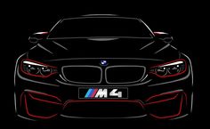 the front end of a black bmw m4