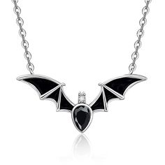 PRICES MAY VARY. [HALLOWEEN THEME] It’s an important traditional festival for people to celebrate the Halloween. The pendant is made of flying bat , the symbol sign of Halloween. [BAT DESIGN] The black vampire bat with red body flying in the sky.Looks a little scary，aggravate the atmosphere of the excitement and scary Halloween night，isn't this what you want most for the carnival night? [FESTIVAL GIFT] Your family and friends are waiting for your gift.The bat necklace is a unique gift for festiv Gothic Clavicle Chain Jewelry For Halloween, Gothic Halloween Clavicle Chain Necklace, Gothic Clavicle Chain Necklace For Halloween, Vampire Style Necklace For Halloween, Gothic Necklaces For Halloween Costume Party, Black Vampire Jewelry For Halloween, Vampire Style Black Necklace For Halloween, Gothic Black Necklace For Gift, Vampire Style Black Jewelry For Halloween