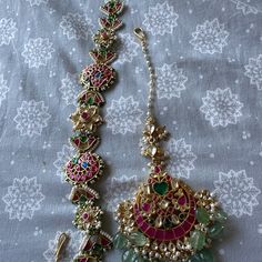 Very Beautiful Traditional Designer Sabyasachi Inspired Pachi Kundan Choker With Beautiful Heavy Jhumki , Bridal Set Raj Wada Haar - Etsy Navratri Kundan Choli With Tilla Details, Kundan Choli With Tilla For Navratri, Diwali Kundan Lehenga With Tilla Detailing, Diwali Lehenga With Tilla And Kundan, Bollywood Kundan Choli With Meenakari, Pista Green Kundan Anarkali Set With Pallu, Traditional Kundan Choli For Festive Occasions, Pista Green Anarkali Set With Kundan And Pallu, Pista Green Anarkali Set With Pallu And Kundan