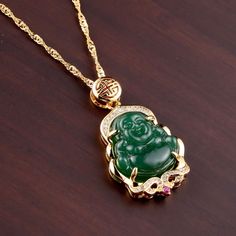 New Cring Coco Edge Buddha Pendant Necklace Color Natural Jade Religious Maitreya 24k Gold Plated Jade Pendant Buddha Necklace Luxury Jade Pendant Necklace, Buddha Necklace Gold, Gold Buddha Necklace, Jade Necklace Pendant, Green Jade Buddha Necklace, Buddha Pendant Necklace, Buddha Necklace, Buddha Pendant, Jade Necklace