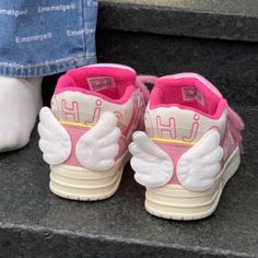 kawaii Angel Wings Sneakers Shoes MK18675 Kawaii Angel Wings, Kawaii Angel, Gothic Punk Fashion, Kawaii Store, Vintage Pumps, Dr Shoes, Harajuku Outfits, Spring Sandals, Elegant Shoes