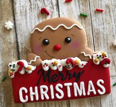 a decorated gingerbread with merry christmas written on it