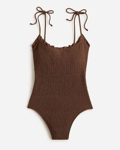 Shop for the Smocked tie-shoulder one-piece swimsuit for women. Find the best selection of women womens-categories-clothing-swimwear available in-stores and on line. Ruched Bodysuit For Beach Season, Summer Ruched Swimwear With Ruffled Straps, Summer Swimwear With Ruched Ruffled Straps, Summer Vacation Ruched Bodysuit, Ruched Swimwear With Ruffled Straps For Pool, Sleeveless Swimwear With Tie Straps For Sunbathing, Sleeveless Smocked Bodice Swimwear For Poolside, Swimwear With Tie Straps For Sunbathing, Sleeveless Swimwear With Smocked Bodice For Summer