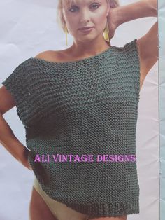 Classic vintage ladies 80's summer top to knit in cotton Summer Knitted Short Sleeve Sweater, Summer Short Sleeve Knitted Sweater, Short Sleeve Cotton Sweater For Summer, Knitted Short Sleeve Summer Tops, Knitted Short Sleeve Tops For Summer, Summer Knit Tops With Crew Neck, Trendy Summer Tops With Knit Fabrication, Vintage Stretch Tops For Summer, Vintage Stretch Summer Tops