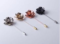 Excited to share this item from my #etsy shop: Rose Flower Lapel Pin \ Enamel Pin \ Wedding Lapel Pin Flower \ Groomsmen Wedding Boutonniere Lapel Pin Gold Silver Black Rose Gold