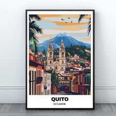 Quito Travel Printable Poster - Ecuador Travel Poster - Citycape Painting - Digital Wall Art Print - Quito Home Decor - Ecuador Trip Print