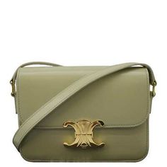 CELINE Teen Triomphe Leather Shoulder Bag Almond Green  | eBay Luxury Tan Flap Shoulder Bag, Formal Tan Shoulder Bag With Dust Bag Included, Formal Tan Shoulder Bag With Dust Bag, Luxury Tan Crossbody Flap Bag, Luxury Tan Flap Bag For Office, Tan Luxury Flap Bag, Luxury Tan Shoulder Bag For Formal Occasions, Formal Luxury Tan Shoulder Bag, Luxury Tan Flap Bag With Top Handle