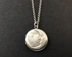 Extra Large Mushrooms and Moon Phase Locket Necklace, Silver Locket With Photos, Deep Locket, Oversized Locket, Cottagecore Jewelry - Etsy Vintage Sterling Silver Moon Phase Necklace, Vintage Sterling Silver Moon Phase Jewelry, Antique Moon Phase Jewelry Gift, Silver Moon-shaped Locket Jewelry, Vintage Moon Shaped Sterling Silver Jewelry, Vintage Moon-shaped Sterling Silver Jewelry, Antique Moon Shaped Jewelry Gift, Antique Moon Shaped Jewelry For Gift, Vintage Silver Jewelry With Moon Phase