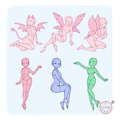 four different types of cartoon characters in various poses