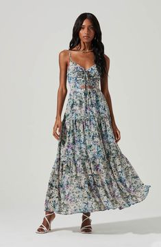 Brandy Floral Cinched Front Cutout Maxi Dress – ASTR The Label Bohemian Ruched Maxi Dress For Garden Party, Ruched Maxi Sundress For Garden Party, Brunch Maxi Dress With Ruched Bodice And Spaghetti Straps, Spring Maxi Dress With Ruched Bodice And Flowy Skirt, Garden Party Maxi Dress With Knotted Spaghetti Straps, Sundress With Ruched Bodice For Garden Party, Maxi Dress With Knotted Spaghetti Straps For Garden Party, Garden Party Maxi Dress With Spaghetti And Knotted Straps, Garden Party Sundress With Ruched Bodice