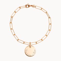 Delicate and dainty. Hand-engrave our Personalized Dainty Love Links bracelet with up to 20 heartfelt characters to transform it into the perfect personalized gift.18K Champagne Gold Plated or 925 Sterling SilverChain length & style: 7 Trace ChainCharm: 0.6 Diameter, 0.03 ThicknessCharms are not removable from this chainHand-engraved in our London workshopSent with love in a complimentary gift boxAny slight variations in lettering depth, spacing and alignment from the examples shown are part Elegant Name Bracelet With Charms For Friendship, Engraved Rose Gold Sterling Silver Name Bracelet, Engraved Round Heart Bracelet For Anniversary, Engraved Rose Gold Jewelry For Friendship, Elegant Name Bracelet With Engraving Option For Friendship, Engraved Yellow Gold Jewelry For Friendship, Rose Gold Round Charm Bracelet For Friendship, Engraved Rose Gold Round Bracelet, Engraved Rose Gold Bracelet