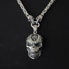 This skull emperor pendant necklace, with a powerful sense of mystery and power, is a great accessory for your meditation and body protection, and it will give you great courage and strength to face all the challenges of the unknown. 2.64 inch pendant + 28.34 inch necklace. Gothic Silver Stainless Steel Necklace, Punk Metal Necklace With Skull Print, Punk Style Metal Necklace With Skull Print, Punk Style Stainless Steel Clavicle Chain Jewelry, Punk Stainless Steel Clavicle Chain Jewelry, Punk Style Silver Stainless Steel Necklaces, Punk Style Engraved Metal Jewelry, Engraved Punk Style Metal Jewelry, Punk Stainless Steel Pendant Jewelry