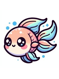 a drawing of a goldfish with big eyes