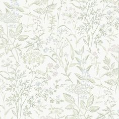 an image of a wallpaper with flowers and leaves on the back half of it