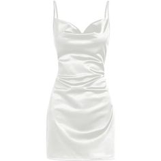 Elevate Your Wardrobe With This Stunning Satin Spaghetti Strap Mini Dress, Perfect For Any Cocktail Party Or Special Occasion. Designed With A Sexy Slip Style And A Cowl Neck, This Silky Dress Drapes Beautifully, Accentuating Your Curves With A Slim Fit. The Adjustable Spaghetti Straps And Sleeveless Design Highlight Your Shoulders, Adding An Alluring Touch. Crafted From High-Quality Polyester, This Dress Offers A Slight Stretch For A Comfortable Fit. The Luxurious Satin Material Provides A Shee Spaghetti Strap Mini Dress, Silky Dress, Dress Spaghetti, Versatile Dress, Cocktail Party Dress, Versatile Dresses, Types Of Dresses, Spaghetti Strap Dresses, White Mini Dress