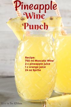 pineapple wine punch recipe in a glass