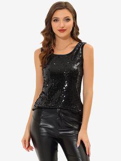 Shop Allegra K for Halloween Sequin Tank Top Sparkle Camisole Glitter Party Vest you are looking for, get more women's Blouses for yourelf. Order now! Free Returns! Party Tank Top, Black Sequin Top, Sequin Tank Top, Target Clothes, Glitter Party, Sequin Tank, Sequin Tank Tops, Tank Top Camisole, Sequin Fabric