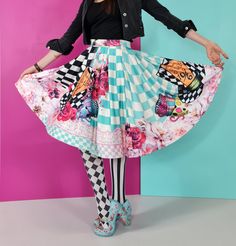 FREE SHIPPING ON ORDERS OVER $100Due to high demand please allow 3-4 weeks for shipping! This classic retro full circle skirt is AMAZING and guaranteed to turn heads wherever you are. Perfect for every occasion this skirt can be mixed and matched to create a multitude of gig outfits or that "go to" skirt for a fun night out on the town. Keep your look streamline or add a petticoat or 2 for that full 50’s vintage look. Features Created from a beautiful satin feel 100% polyester material and featu Fitted Skirt With Retro Print For Spring, Retro Fitted Bottoms With Gathered Skirt, Retro Fitted Gathered Skirt, Retro Multicolor Flowy Skirt, Plaid Circle Skirt, Gig Outfits, 50s Circle Skirt, Multicolor Retro Mini Skirt, Gig Outfit