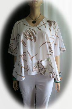 "Pueo (owl) Under The Copper Moon - Flair Top, Tunic, shirt, pullover, cover-up - Made in Hawaii Copper Moon on your shoulder with a baby owl near your pocket - wall washable (cold, cool dry) Vintage Fabric, one of a kind! Cotton blend with shiny copper streaks - does not stretch Comfortable, breathable and elegant with a touch of flair Make a statement! - Go from the poolside at the resort to an elegant 5 star restaurant! Super comfortable, falls well on the body and little to no ironing, maybe Copper Streaks, 5 Star Restaurant, Flare Shirt, Hawaii Style, Baby Owl, Hawaii Usa, Blue Hawaiian, Plus Size Designers, Baby Owls