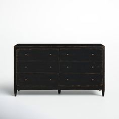 an old black dresser is shown against a white background