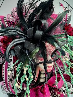 Spider Lady, Pink Spider, Head Wreath, Mannequin Head, Mannequin Heads, Halloween Spider, Fascinator, Wreath, Halloween