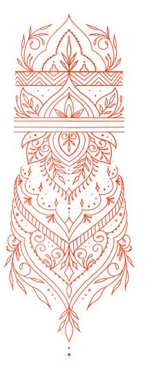 a drawing of an ornate design in red ink