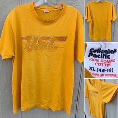 Vintage USC Trojans T Shirt 70s 80s Combed Cotton Single Stitch Size XL | eBay Vintage Tan Short Sleeve Tops, Vintage Style Tan Cotton Tops, Vintage Relaxed Fit T-shirt For College, Vintage Cotton T-shirt For College, Vintage College, Usc Trojans, Graphic Tees Vintage, Concert Tees, Vintage Graphic