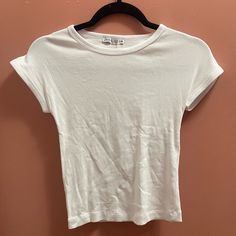 White Tee Shirt New With Tags Zara Basic Fitted T-shirt For Summer, Basic White Summer Shirt, Basic Crew Neck Shirt For Spring, Basic White Crew Neck Tops, White Basic Summer Top, Basic White Summer Top, Everyday Fitted White T-shirt, White Basic Shirt For Spring, White Fitted Everyday T-shirt