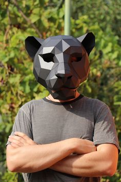 Panther mask, designer mask that would look great in black, pink or blue. 10 pages A4 PDF + Step-By-Step Instruction + Visual Instruction All masks are standard size and fit for adults. But if you zoom out by 10% or 20% when you print, the mask will be smaller and better suited for children. There is a lot of free space inside the mask, so a cardboard ring is used to attach to the head, a ring template is included. You can easily fit the head ring to your size and then simply glue it inside the Ring Template, Halloween Maske, Low Poly Mask, Cardboard Mask, Designer Mask, Mask Paper, Masque Halloween, Template Black, Mask Template