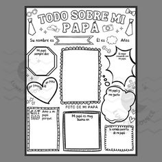 a coloring page with the words too sorbe me papa and hearts on it