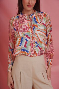 Ward blouse – BERTHIE Multicolor Abstract Print Long Sleeve Blouse, Trendy Printed Blouse With Ruffle Sleeves, Spring Patterned Shirt With Bold Print, Multicolor Abstract Print Shirt For Work, Chic Multicolor Abstract Print Blouse, Multicolor Long Sleeve Blouse With Bold Print, Patterned Blouse With Bold Print, Multicolor Graphic Print Shirt For Work, Patterned Long Sleeve Blouse With Bold Print