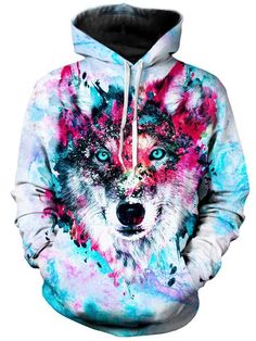 Wolf Unisex Hoodie | iEDM Winter Multicolor Sweatshirt With Adjustable Hood, Multicolor Hoodie For Outdoor Fall Activities, Multicolor Fall Hoodie For Outdoors, Winter Multicolor Hoodie With Graphic Print, Multicolor Graphic Print Hoodie For Winter, Hoodie Art, Fire Outfits, Wolf Kids, Wolf Hoodie