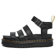 Black Sandals With Leather Footbed, Modern Ankle Strap Sport Sandals, Dr Martens Blaire, Platform Sandals Black, Sandals Black, Stylish Sneakers, Dr. Martens, Flat Sandals, Platform Sandals