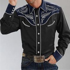 Coofandy Mens Button Western Shirt Blue White Long Sleeve Embroidered Xxl New. New With Tags: A Brand-New, Unused, And Unworn Item (Such As The Original Box Or Bag) And/Or With The Original Tags Attached Black Embroidered Collared Shirt, Embroidered Black Collared Shirt, Black Embroidered Button-up Shirt, Blue Plaid Dress, Carhartt Shirts, Denim Shirt Men, Fashion Streetwear, Western Shirt, Clothing Apparel