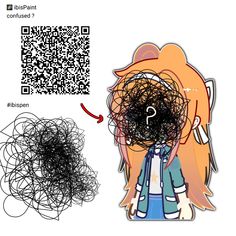 an image of a qr code next to a drawing of a woman's head