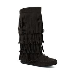 These Yoki Mudd 55 fringe boots will add a touch of fun to any outfit. SHOE FEATURES Three layer fringe boot Moccassin style Functional side zipper Padded insole to maximize comfortSHOE CONSTRUCTION Faux suede upper Manmade lining Rubber midsole Manmade outsoleSHOE DETAILS Round toe Zipper closure Foam footbed Spot clean 10-in. shaft circumference 10-in. shaft height 1-in. heel height Size: 8.5. Color: Black. Gender: female. Age Group: adult. Heeled Chelsea Boots, Flowy Maxi Skirts, Fringe Boots, Black Chelsea Boots, Cozy Fits, Three Layer, Mid Calf Boots, Comfortable Shoes, Faux Suede