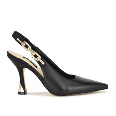 Veroni Slingback Pumps – Nine West Diva Chic, Black And Gold Heels, Ankle Wrap Heels, Low Heel Boots, Wrap Heels, Pointed Heels, Wide Calf Boots, Slingbacks, Perfect Wardrobe